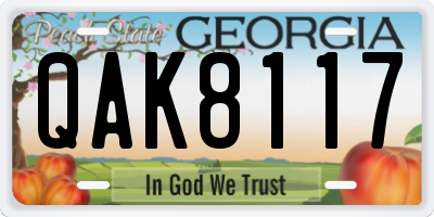 GA license plate QAK8117