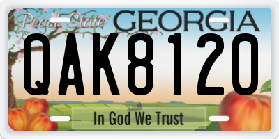 GA license plate QAK8120