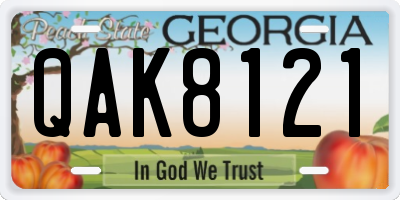 GA license plate QAK8121