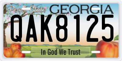 GA license plate QAK8125
