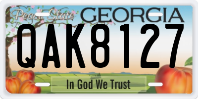 GA license plate QAK8127