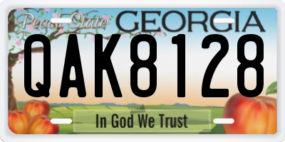 GA license plate QAK8128