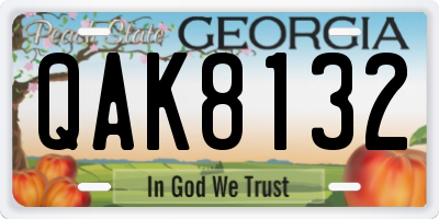 GA license plate QAK8132