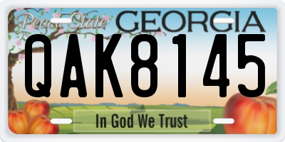 GA license plate QAK8145