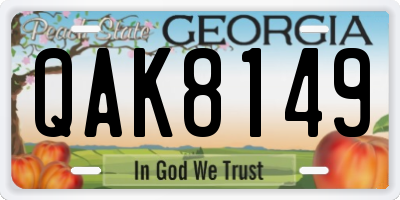 GA license plate QAK8149