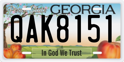 GA license plate QAK8151