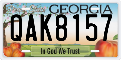GA license plate QAK8157