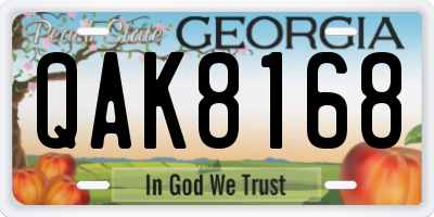GA license plate QAK8168