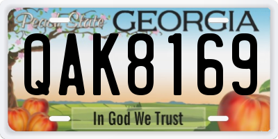 GA license plate QAK8169