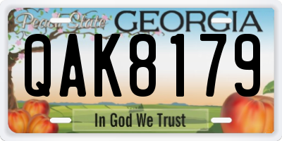 GA license plate QAK8179