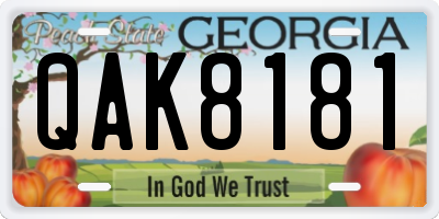GA license plate QAK8181