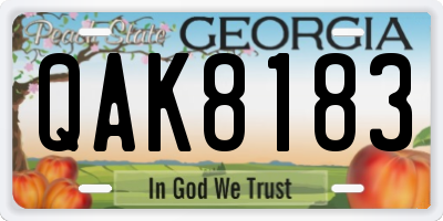 GA license plate QAK8183