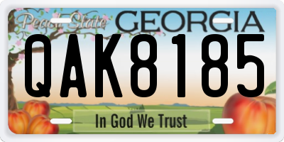 GA license plate QAK8185