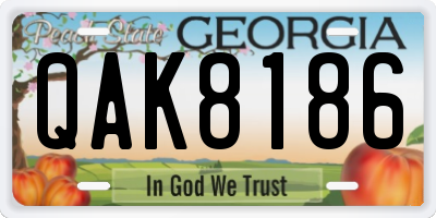 GA license plate QAK8186
