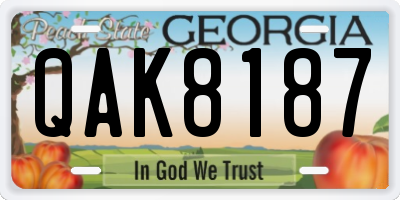GA license plate QAK8187