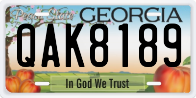 GA license plate QAK8189