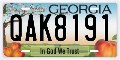 GA license plate QAK8191