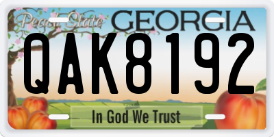 GA license plate QAK8192