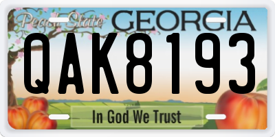 GA license plate QAK8193