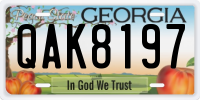 GA license plate QAK8197