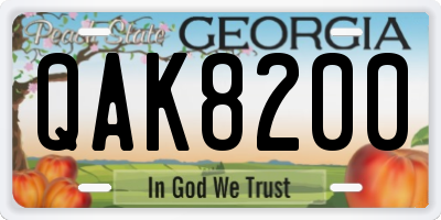 GA license plate QAK8200