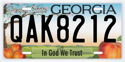 GA license plate QAK8212