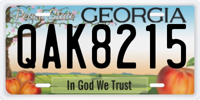 GA license plate QAK8215