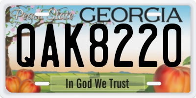 GA license plate QAK8220