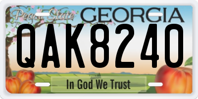 GA license plate QAK8240