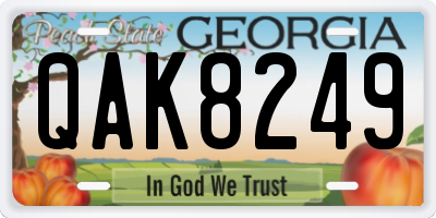 GA license plate QAK8249