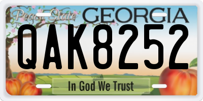 GA license plate QAK8252