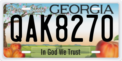 GA license plate QAK8270