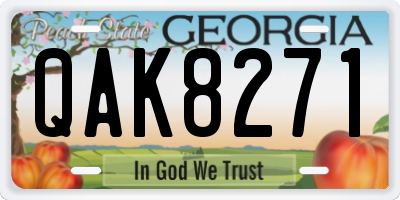 GA license plate QAK8271