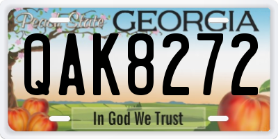 GA license plate QAK8272