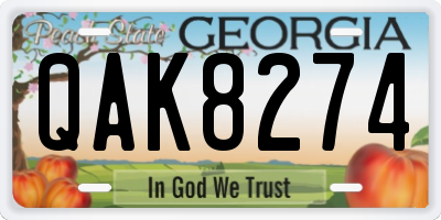 GA license plate QAK8274