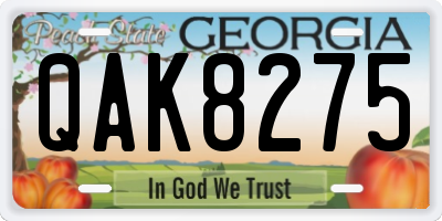 GA license plate QAK8275