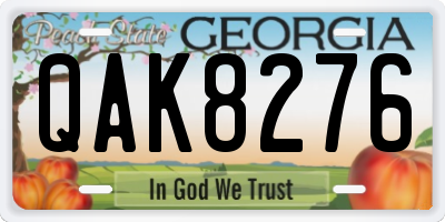 GA license plate QAK8276