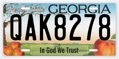 GA license plate QAK8278