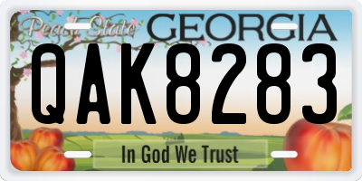 GA license plate QAK8283