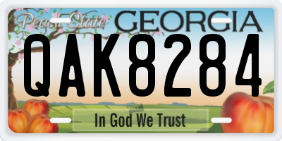 GA license plate QAK8284