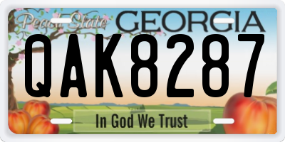 GA license plate QAK8287