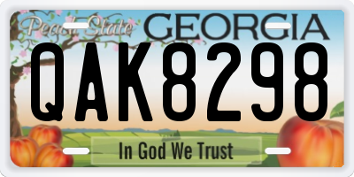 GA license plate QAK8298