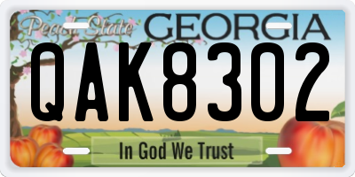 GA license plate QAK8302