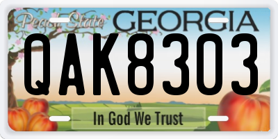GA license plate QAK8303