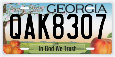 GA license plate QAK8307