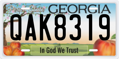 GA license plate QAK8319