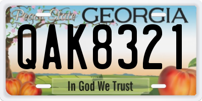 GA license plate QAK8321