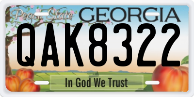 GA license plate QAK8322