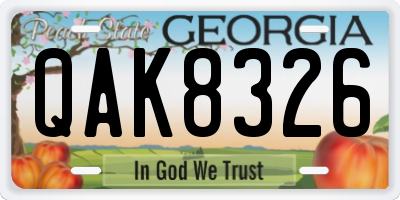 GA license plate QAK8326