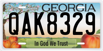 GA license plate QAK8329